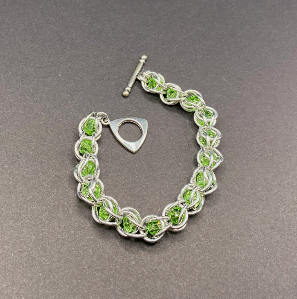 Peridot Crystal Chainmaille Bracelet