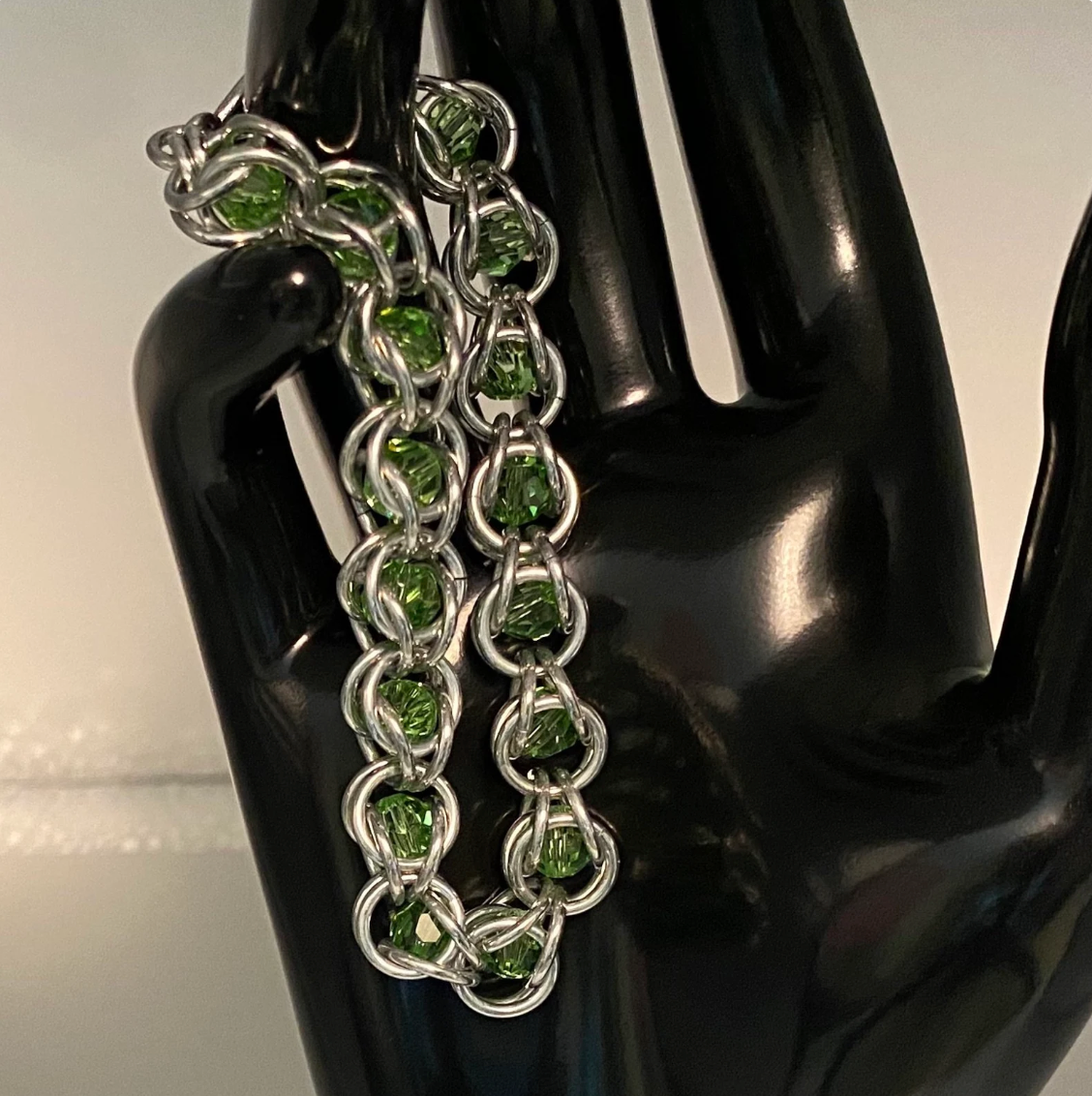 Peridot Crystal Chainmaille Bracelet