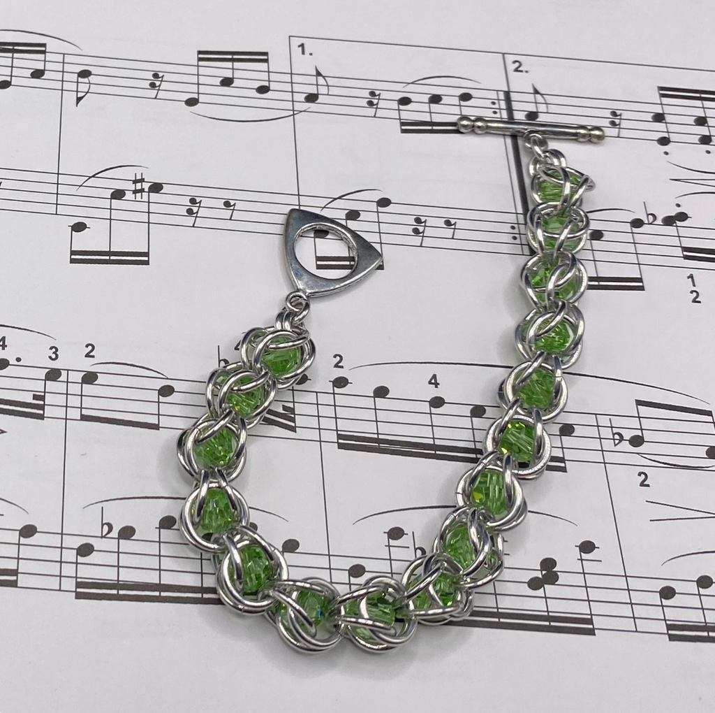 Peridot Crystal Chainmaille Bracelet