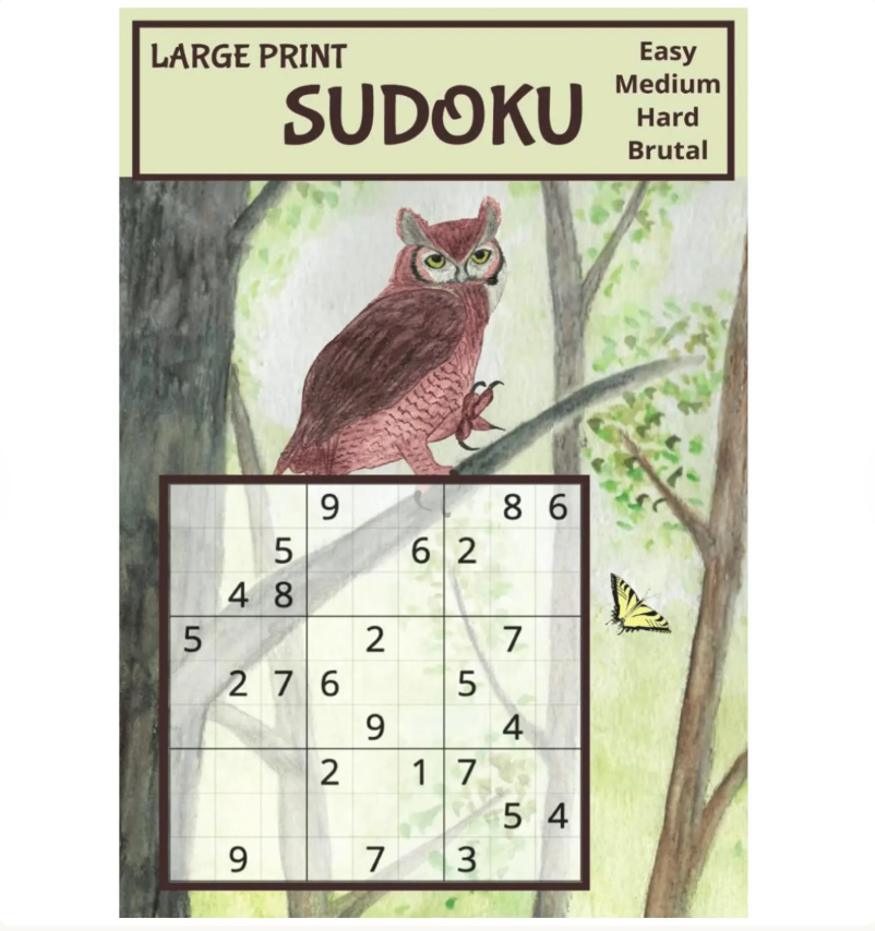 Large Print Owl Sudoku Puzzle Book: Four Difficulty Levels