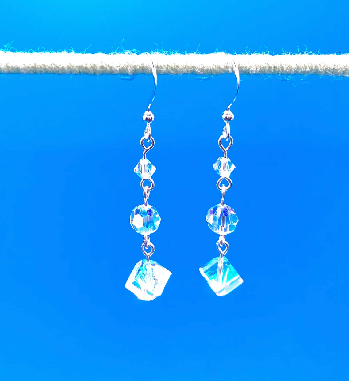 Sparkling Swarovski Crystal Aurora Borealis Cube Earrings