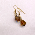 Smoke Topaz Swarovski Crystal Dangle Earrings: Aurora Borealis Iridescent