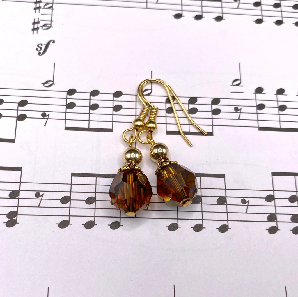 Smoke Topaz Swarovski Crystal Dangle Earrings: Aurora Borealis Iridescent