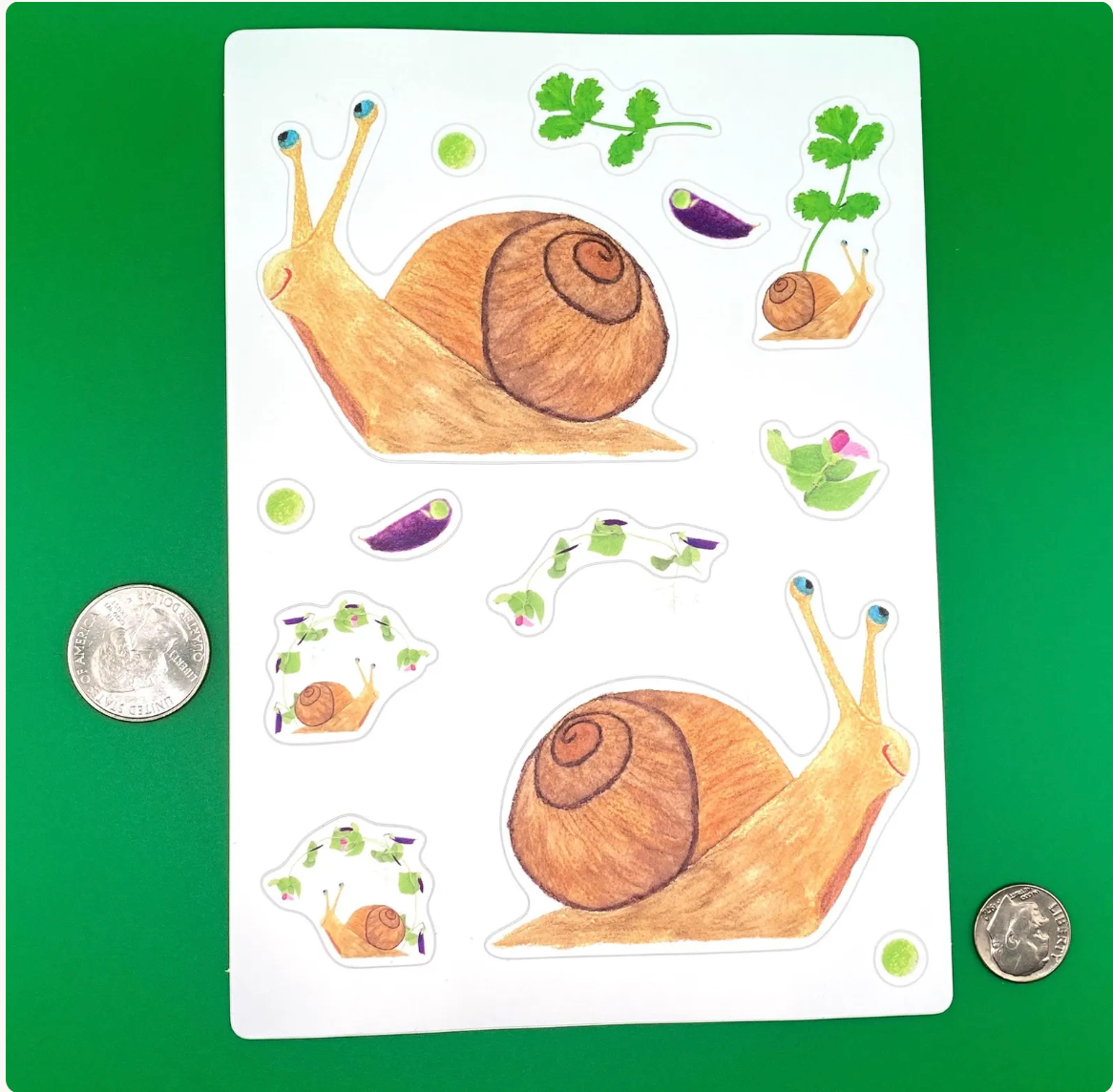 Snail and Peas Sticker Sheet