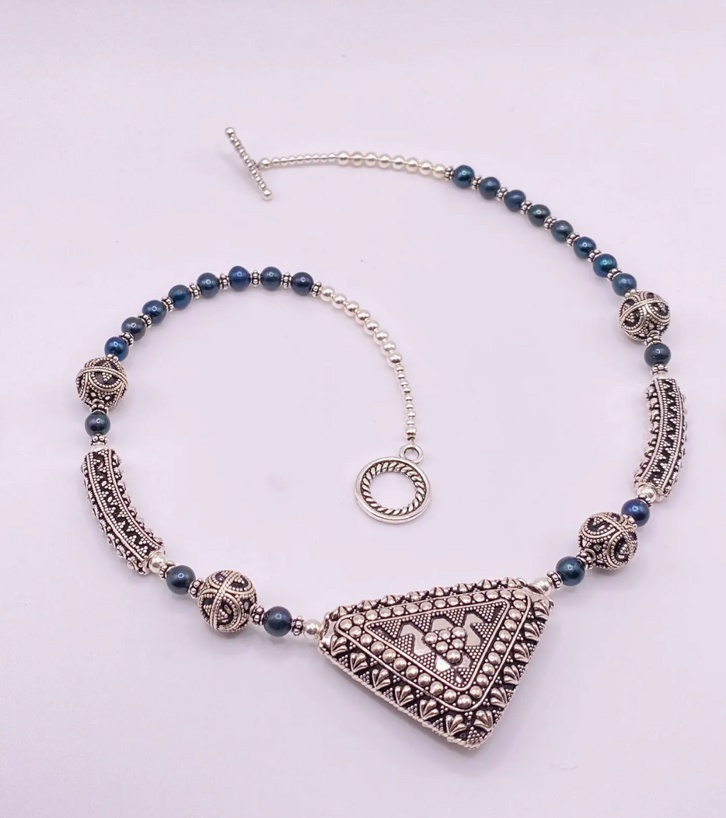 Bali Silver and Freshwater Pearl Necklace