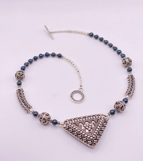 Bali Silver and Freshwater Pearl Necklace