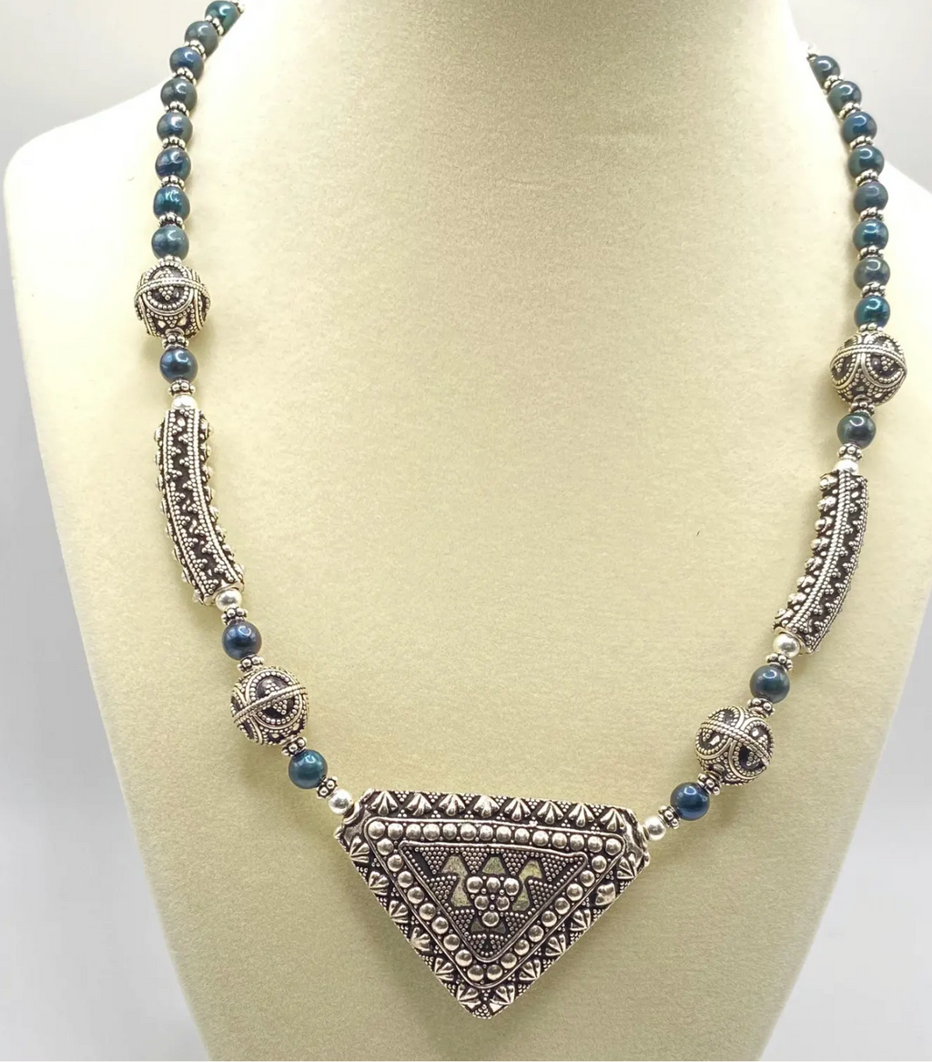 Bali Silver and Freshwater Pearl Necklace