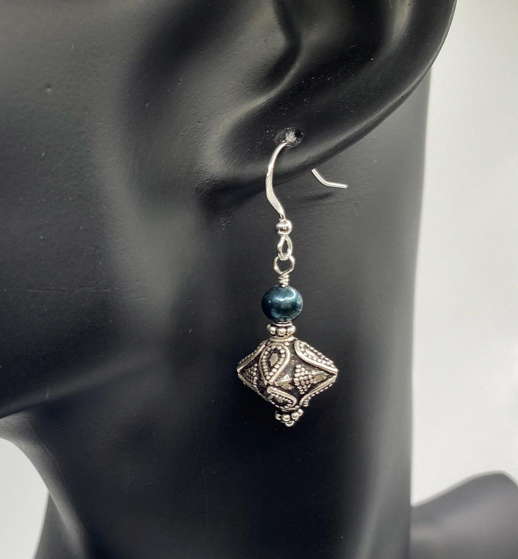 Bali Silver and Freshwater Pearl Earrings