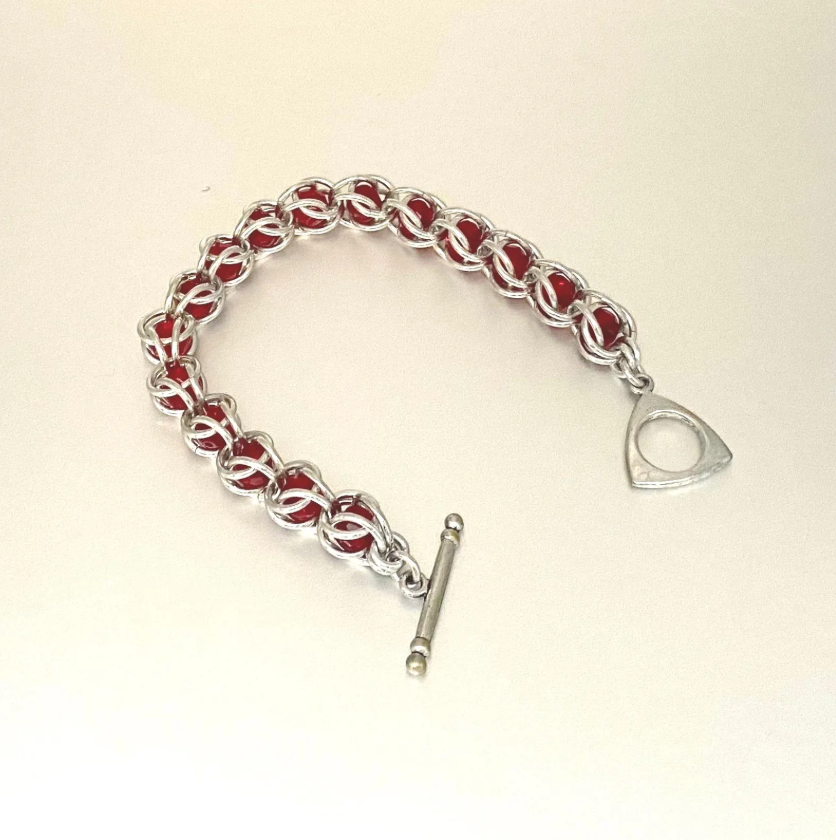 Red Swarovski Crystal Chainmail Bracelet - Captive Bead