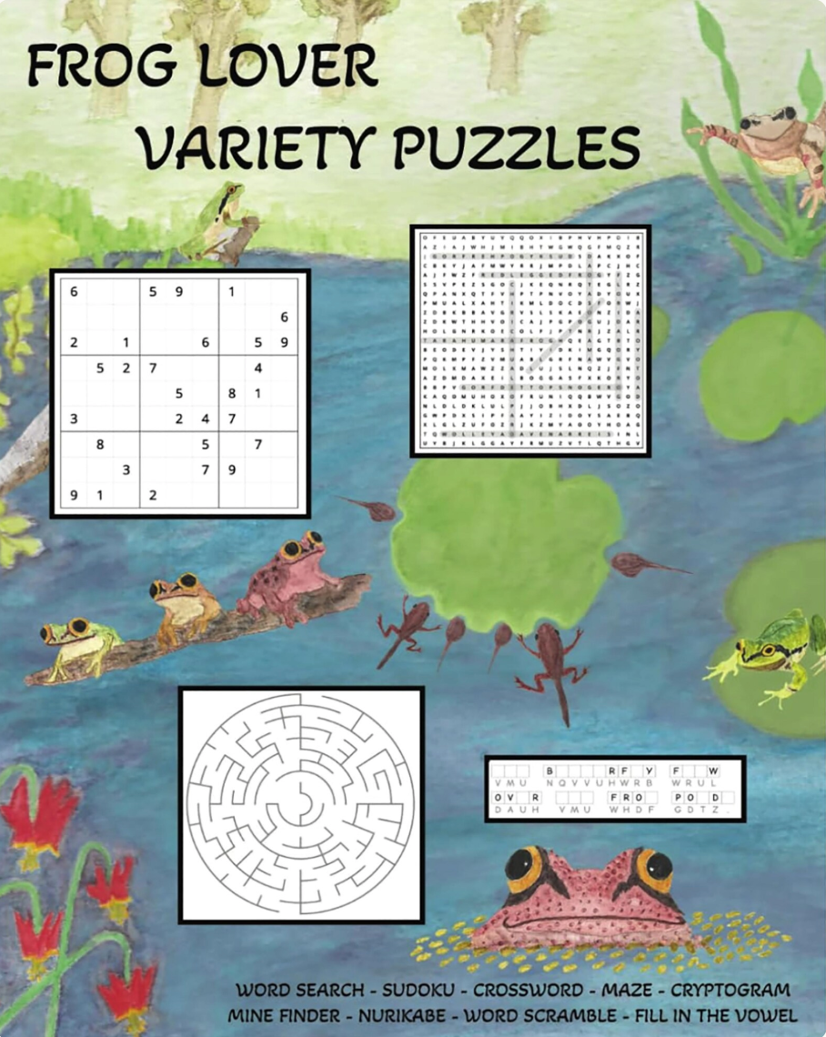Frog Lover Puzzle Book: Word Search, Sudoku, Mazes