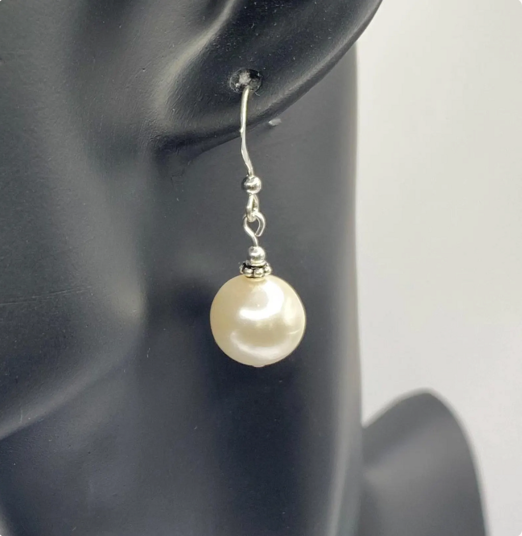 Tahitian South Sea Single Shell Ivory Pearl Earrings