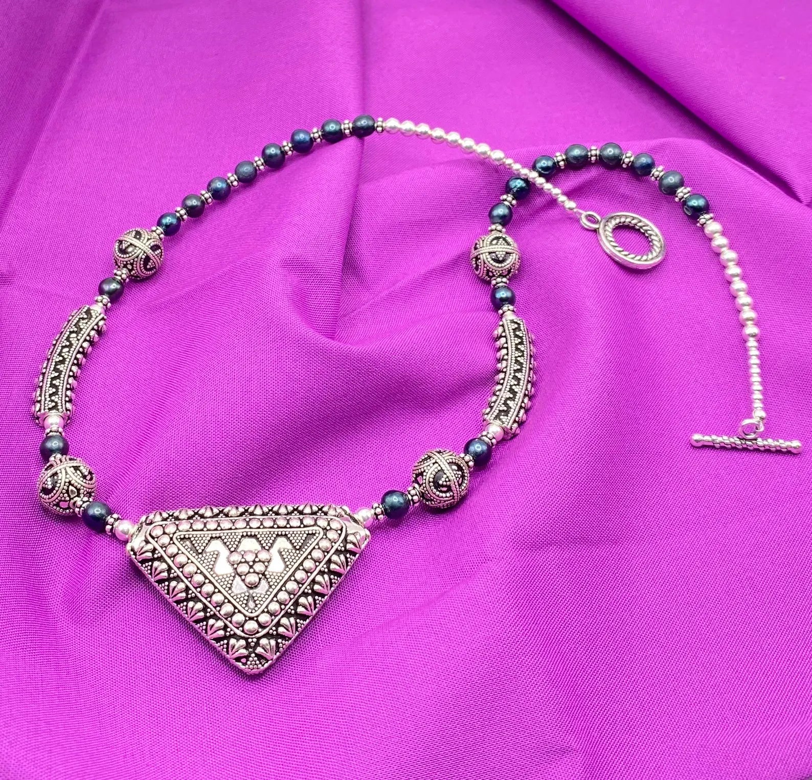 Bali Silver and Freshwater Pearl Necklace