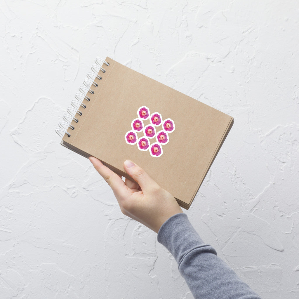 Peony Pink Stickers Sheet - Floral Stocking Stuffer - Bubble-free stickers