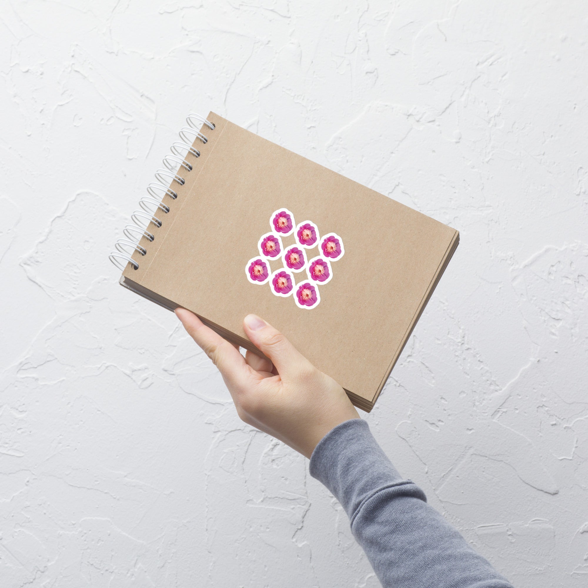 Peony Pink Stickers Sheet - Floral Stocking Stuffer - Bubble-free stickers
