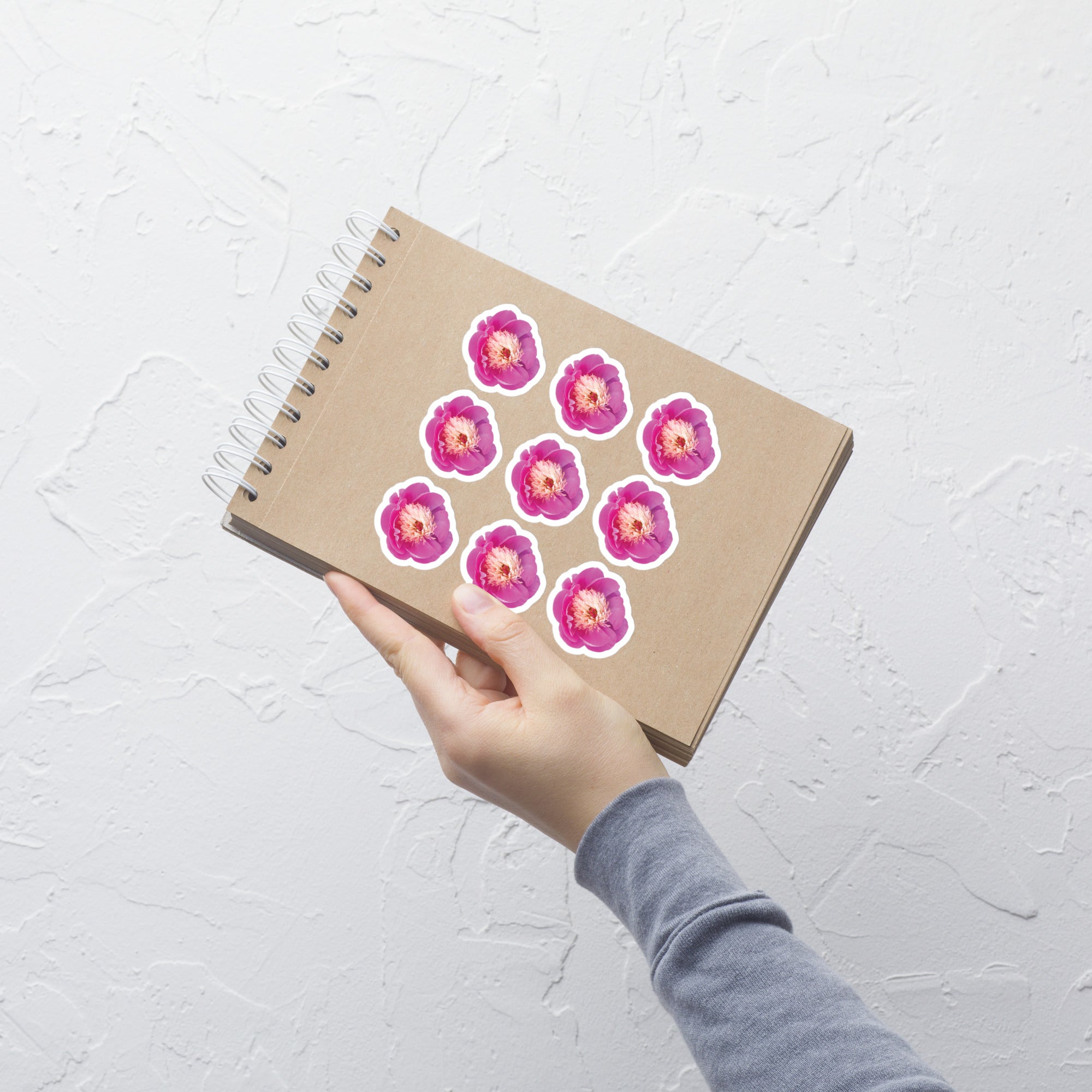 Peony Pink Stickers Sheet - Floral Stocking Stuffer - Bubble-free stickers