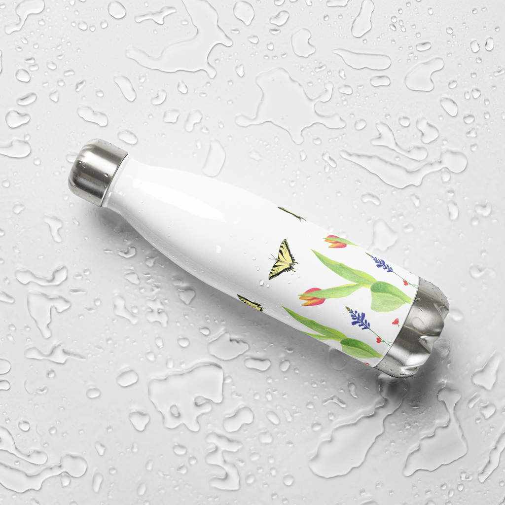 Tulips and Butterflies Stainless Steel Water Bottle