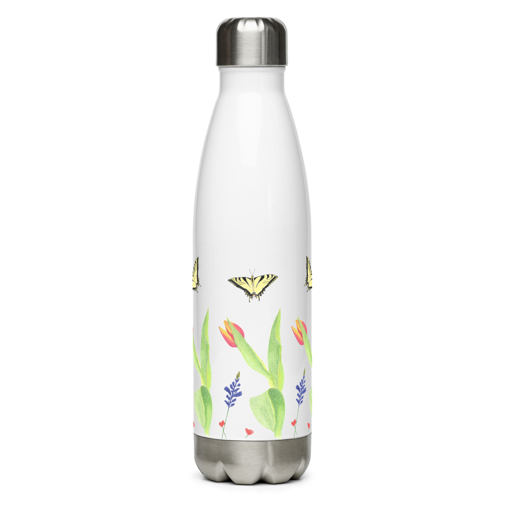 Tulips and Butterflies Stainless Steel Water Bottle