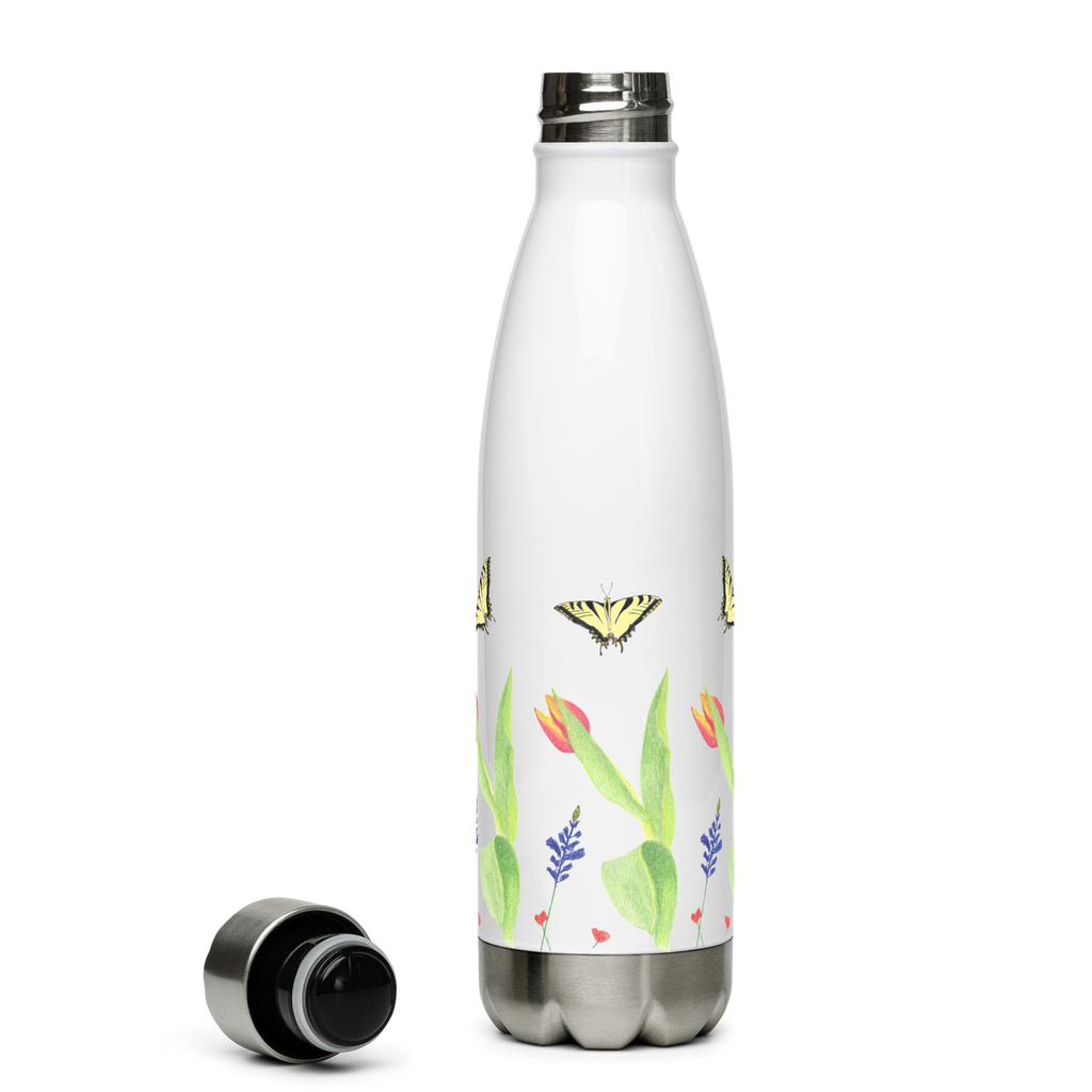 Tulips and Butterflies Stainless Steel Water Bottle
