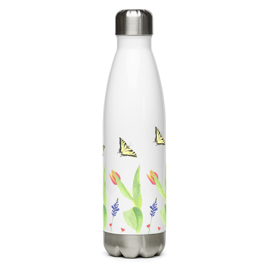 Tulips and Butterflies Stainless Steel Water Bottle
