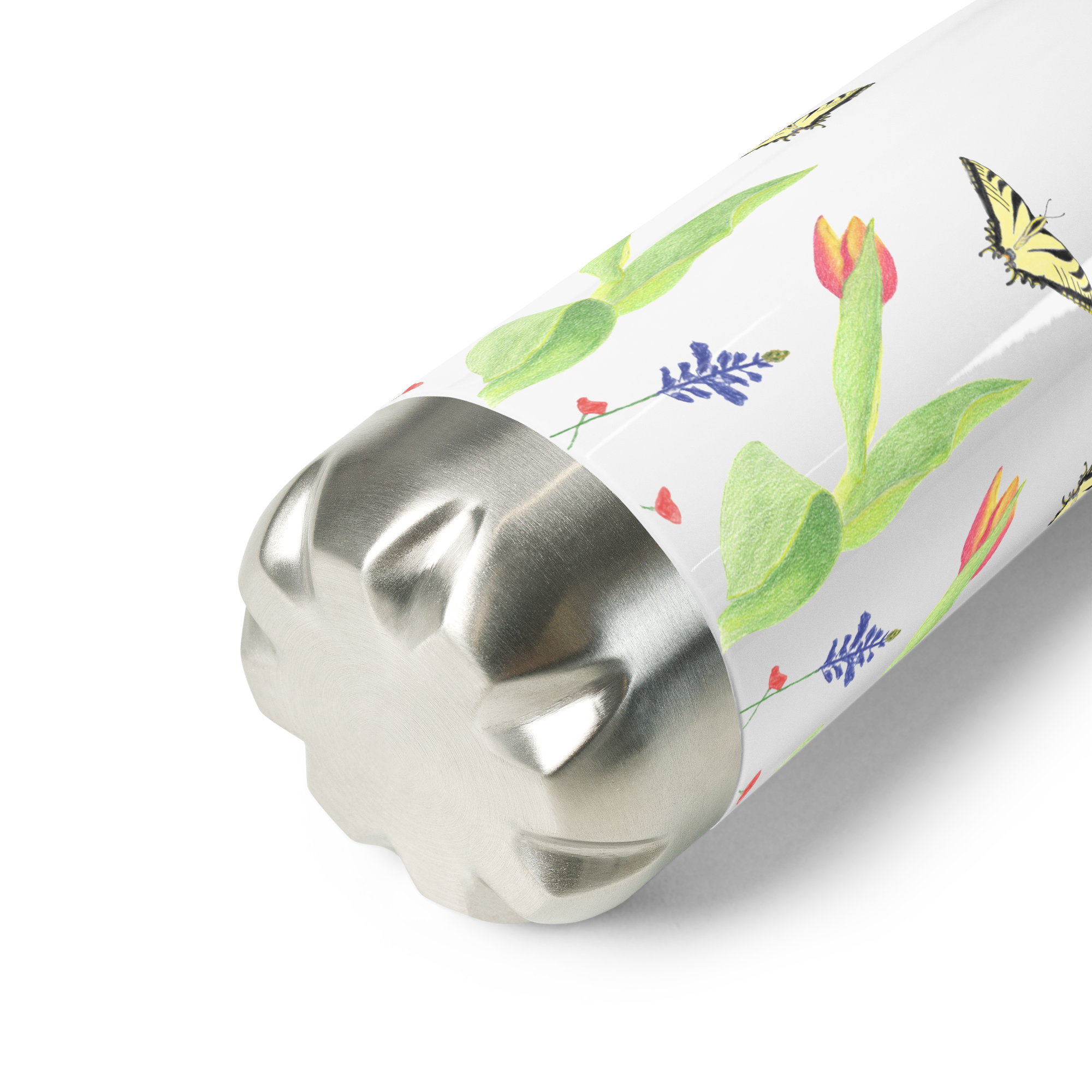 Tulips and Butterflies Stainless Steel Water Bottle
