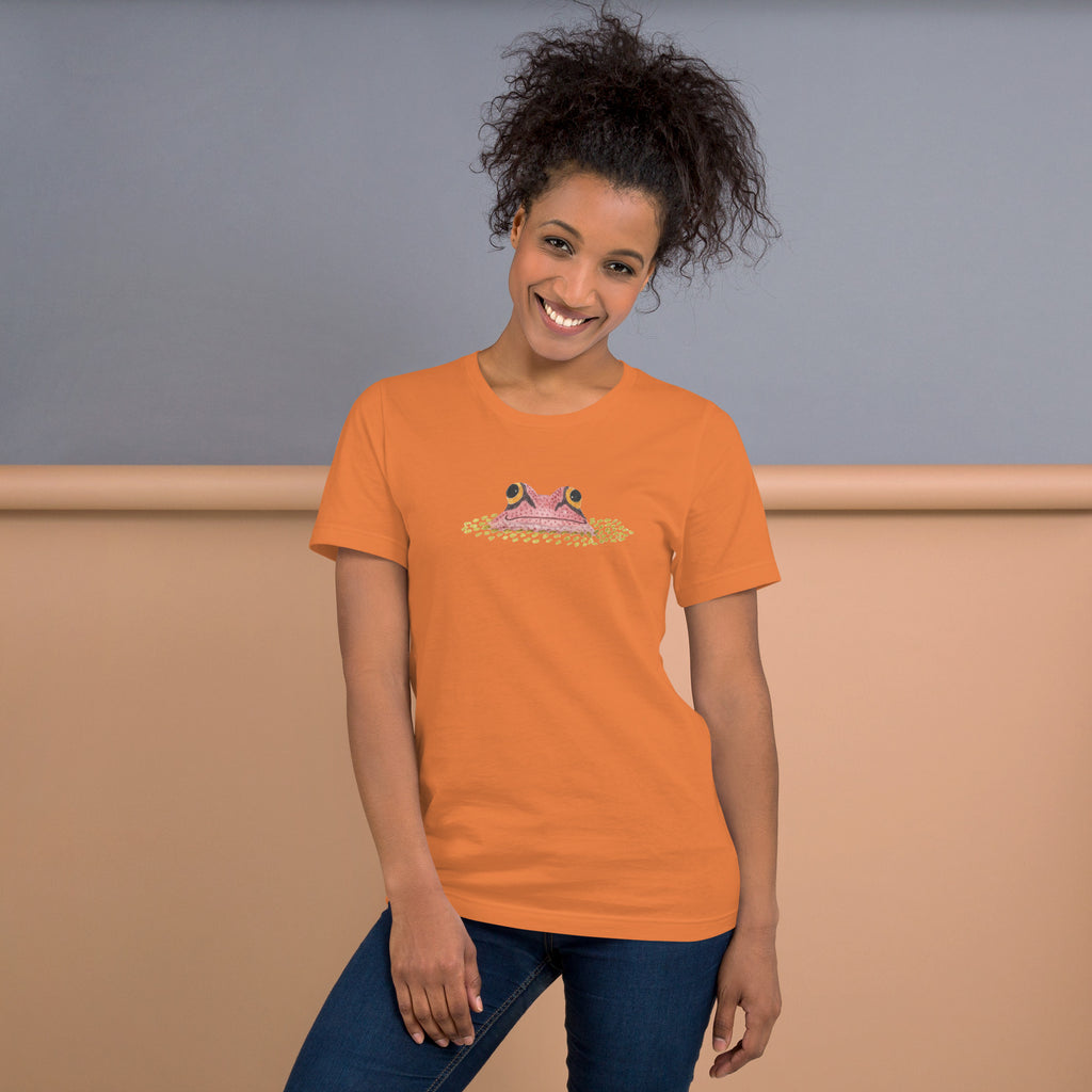 Frog Peeking From Duckweed Unisex T-Shirt: Nature Lover Gift