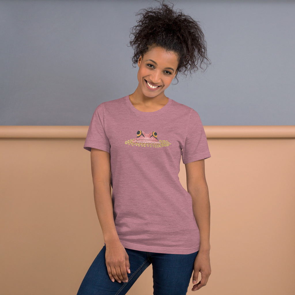 Frog Peeking From Duckweed Unisex T-Shirt: Nature Lover Gift