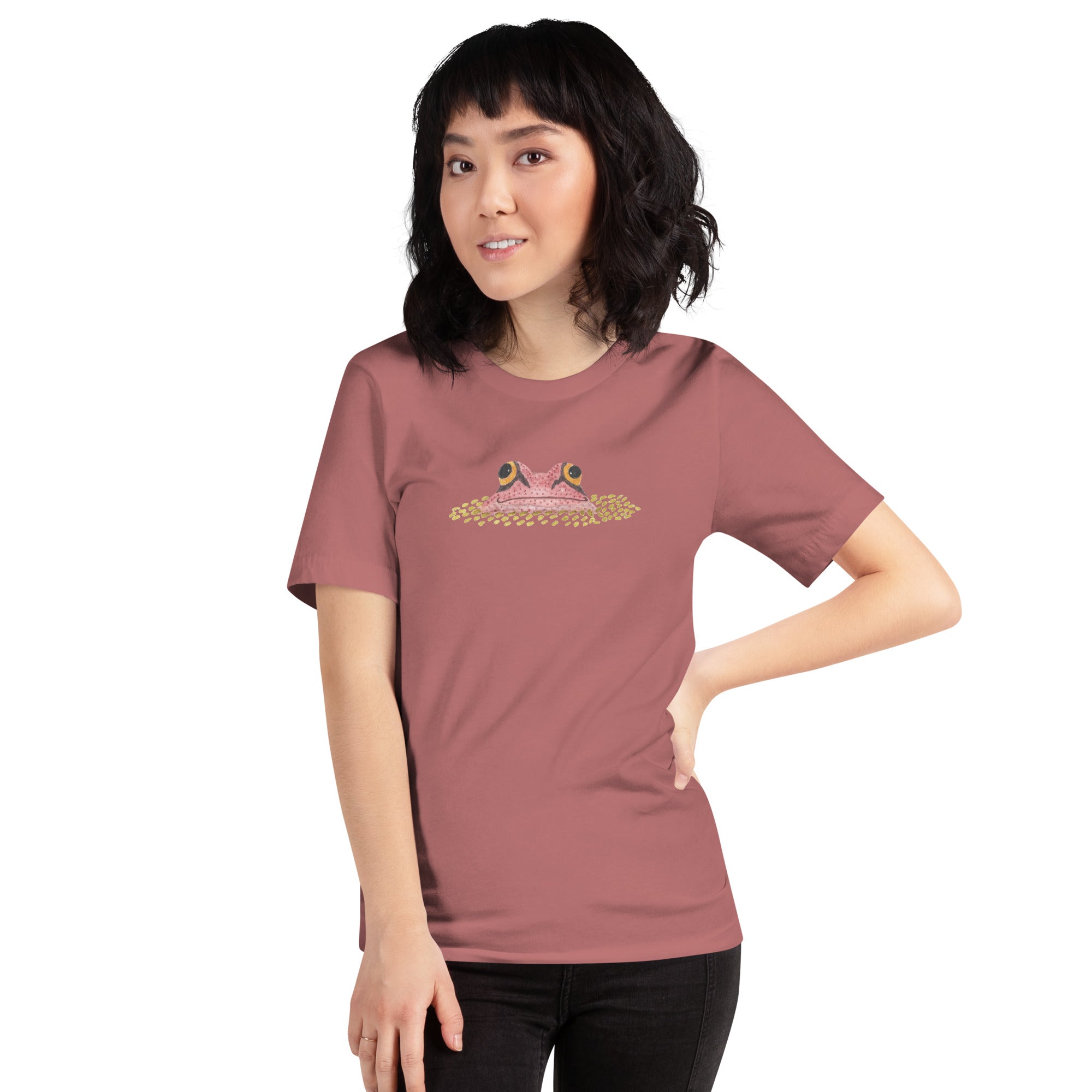 Frog Peeking From Duckweed Unisex T-Shirt: Nature Lover Gift