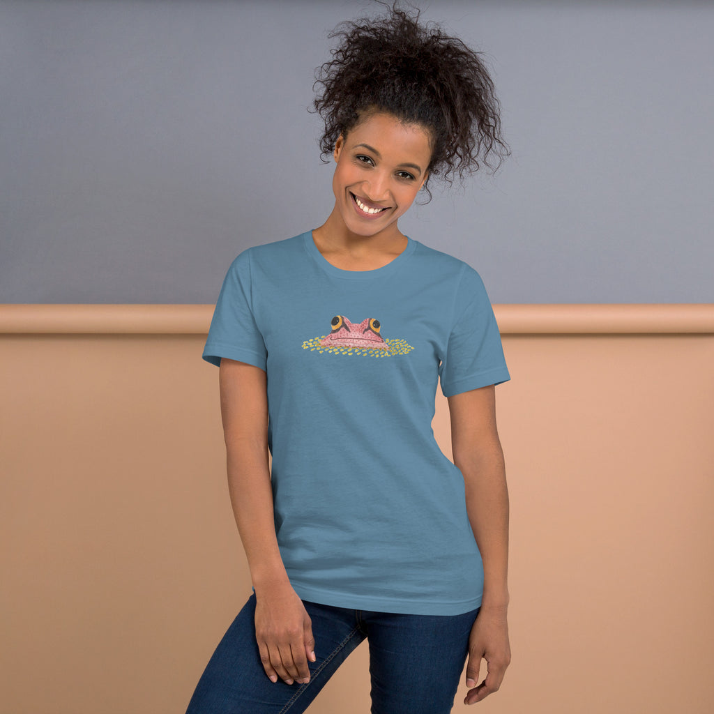 Frog Peeking From Duckweed Unisex T-Shirt: Nature Lover Gift